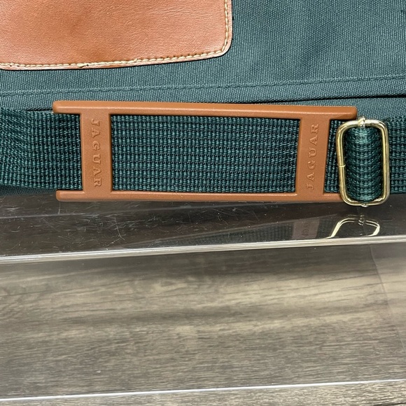 Jaguar Green Canvas Laptop Bag Briefcase Travel Work Bag Faux Leather Trim - Picture 3 of 15